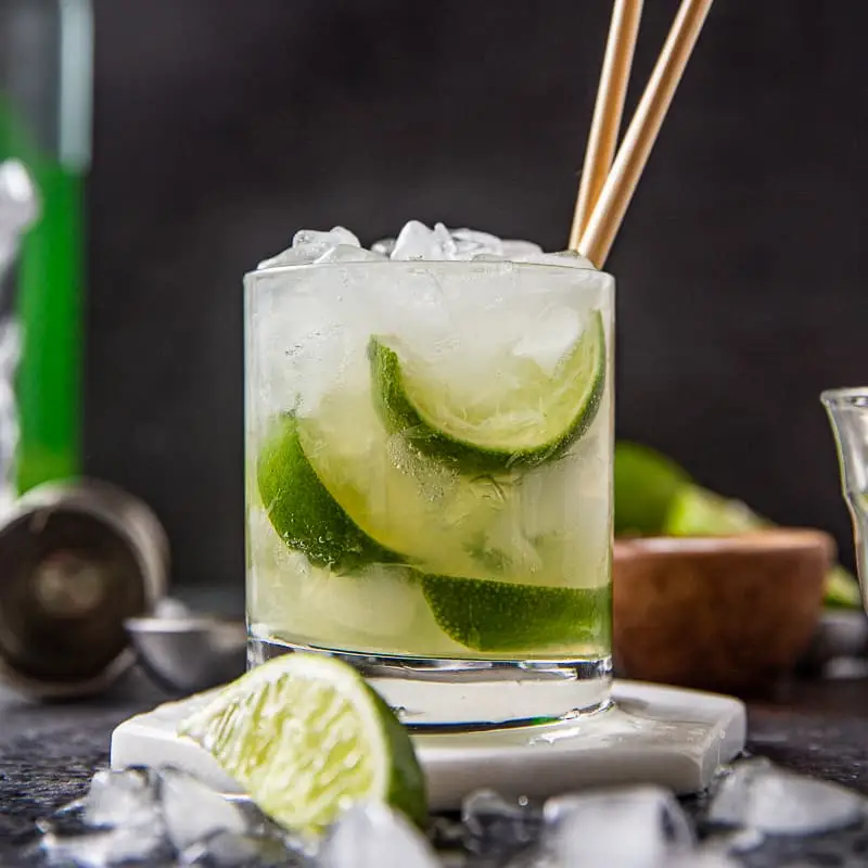 Caipirinha cocktail in a rocks glass