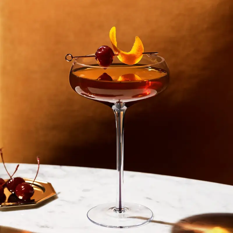 Bourbon Manhattan cocktail in a coupe
